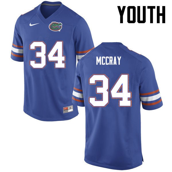 Florida Gators Youth #34 Lerentee McCray College Football Jersey Blue